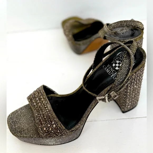 Vince Camuto Silver Heels with Embellished Strap - Picture 9 of 16